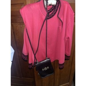 BRIGHTON Black Woven-Strap Leather Crossbody Vintage‎ Festival Mini Bag 559850